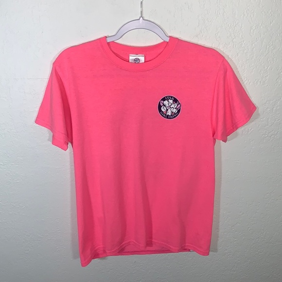 Itsa Girl Thing Pink Living On A Prayer Graphic T Shirt Size youth Large - Picture 2 of 7
